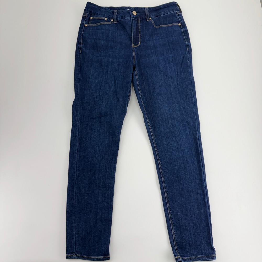 Seven7 Tummyless High Rise Skinny Jeans Women Size 12 Dark Wash Stretch Slimming